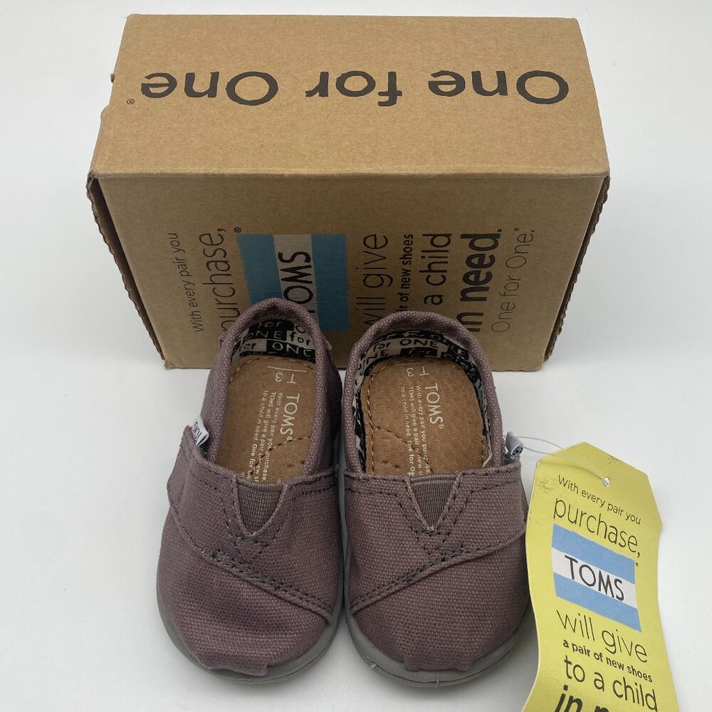 TOMS TINY CLASSIC ASH CANVAS US KIDS SIZE 3